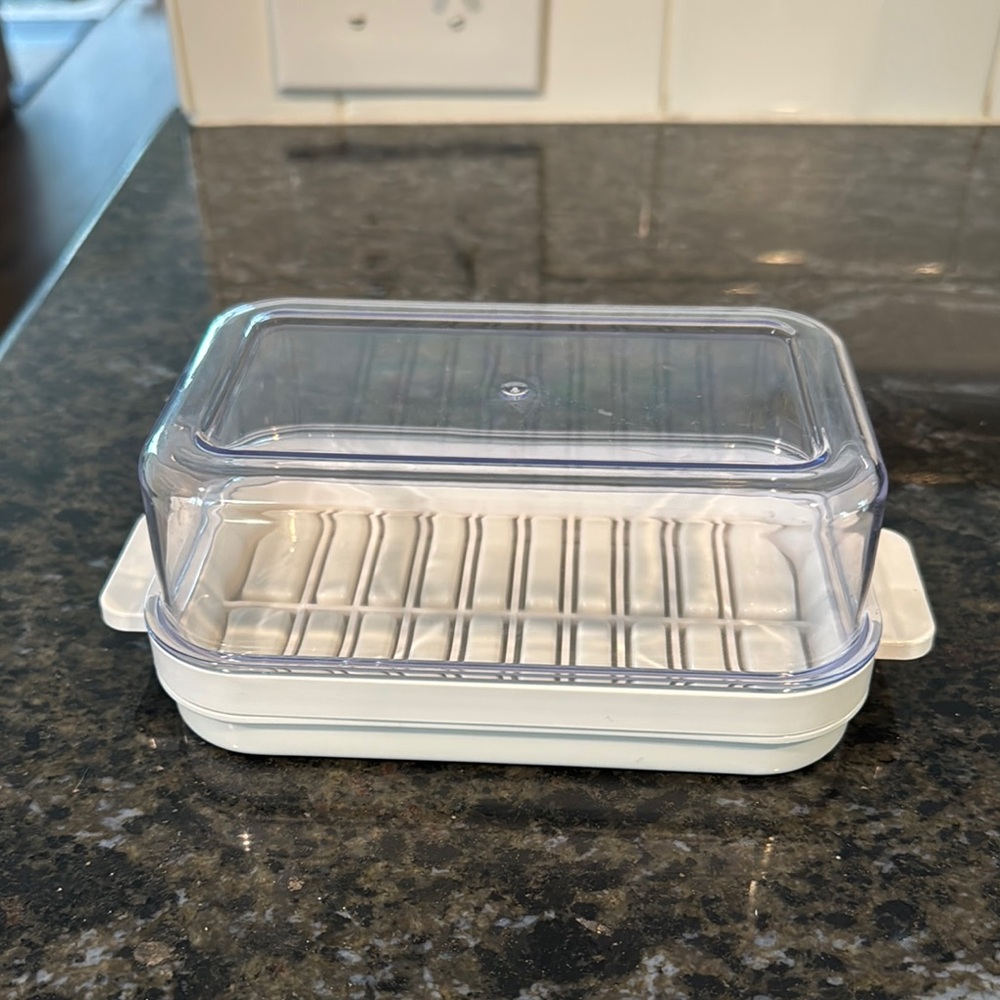 Clear and White Butter Dish